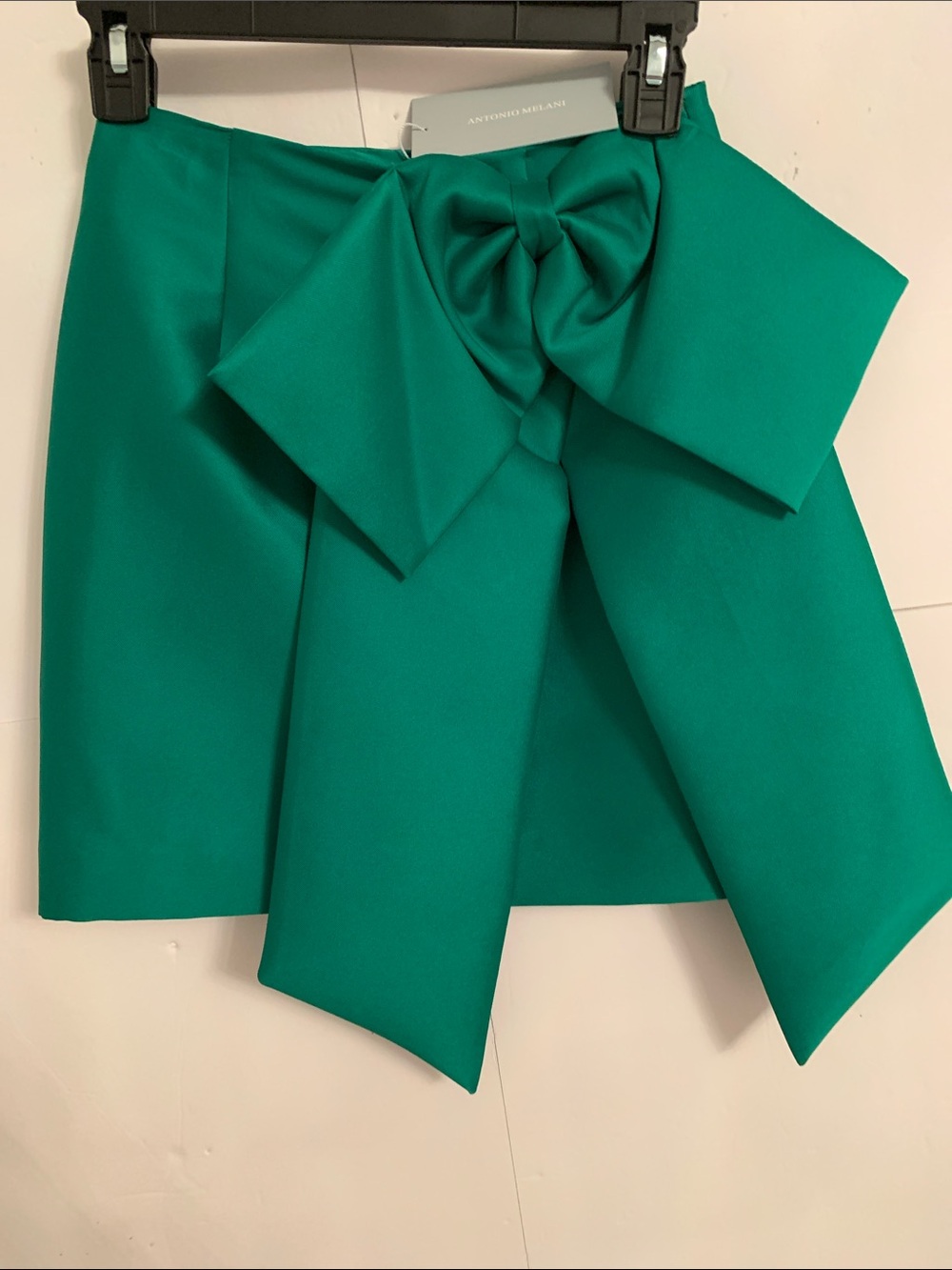 NWT ANTONIO MELANI Teal Bow-Accented Mini Skirt Size 0